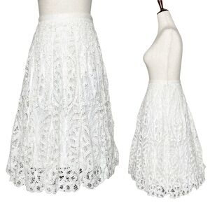 Simon Chang Ivory Lace Swingy A-Line Skirt Size 6
